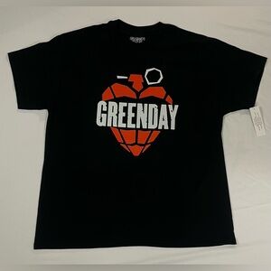 Green Day Black T-Shirt with Red Heart Design
